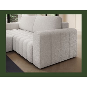 Canapé d’angle convertible DORY blanc 250 cm avec coffre de rangement angle droit 