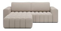 Canapé d’angle convertible DORY beige 250 cm avec coffre de rangement angle droit 