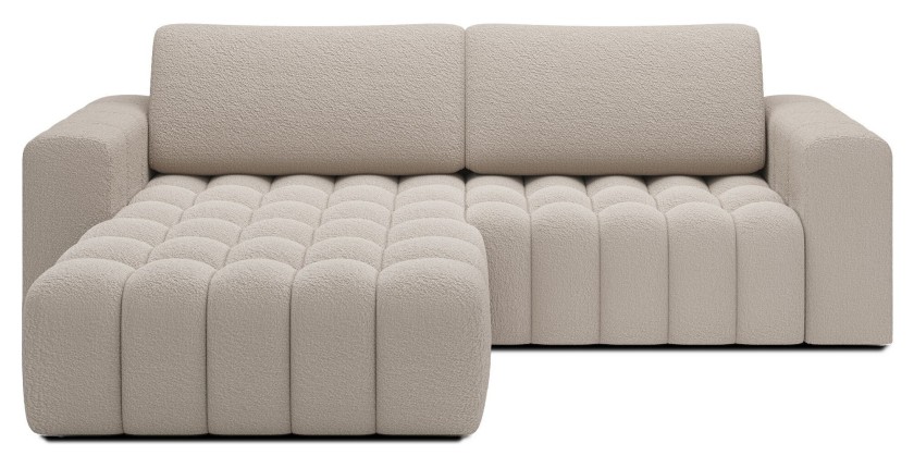 Canapé d’angle convertible DORY beige 250 cm avec coffre de rangement angle droit 