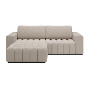 Canapé d’angle convertible DORY beige 250 cm avec coffre de rangement angle droit 