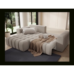 Canapé d’angle convertible DORY beige 250 cm avec coffre de rangement angle droit 