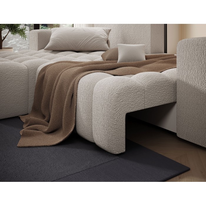 Canapé d’angle convertible DORY beige 250 cm avec coffre de rangement angle droit 