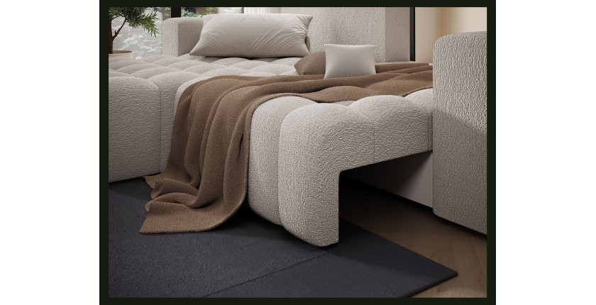 Canapé d’angle convertible DORY beige 250 cm avec coffre de rangement angle droit 