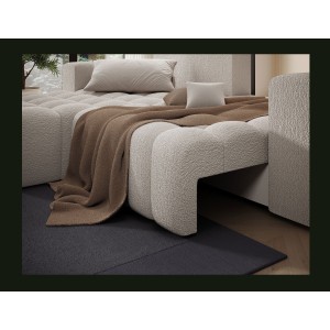 Canapé d’angle convertible DORY beige 250 cm avec coffre de rangement angle droit 