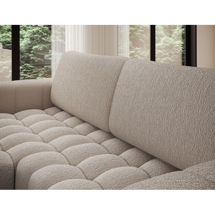 Canapé d’angle convertible DORY beige 250 cm avec coffre de rangement angle droit 