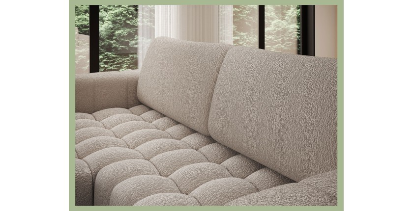 Canapé d’angle convertible DORY beige 250 cm avec coffre de rangement angle droit 