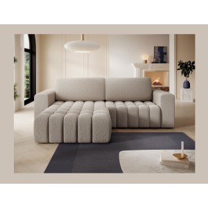 Canapé d’angle convertible DORY beige 250 cm avec coffre de rangement angle droit 
