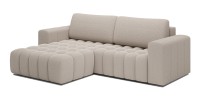 Canapé d’angle convertible DORY beige 250 cm avec coffre de rangement angle droit 