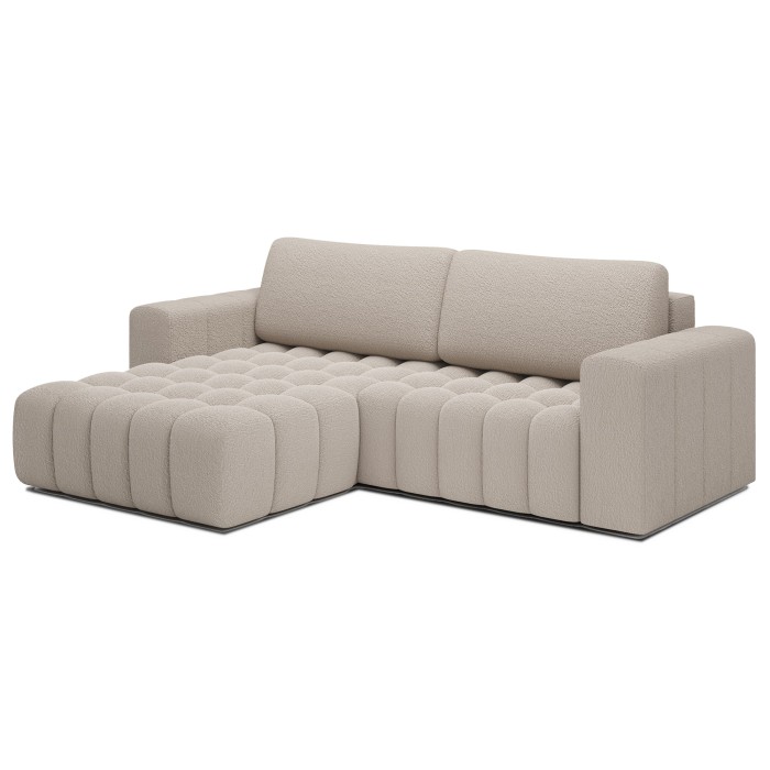 Canapé d’angle convertible DORY beige 250 cm avec coffre de rangement angle droit 