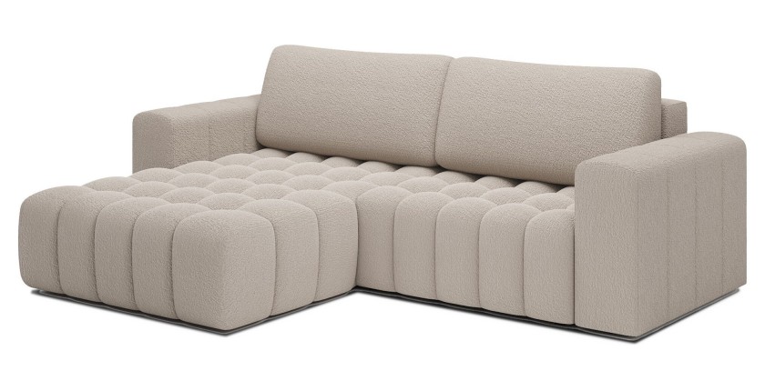 Canapé d’angle convertible DORY beige 250 cm avec coffre de rangement angle droit 
