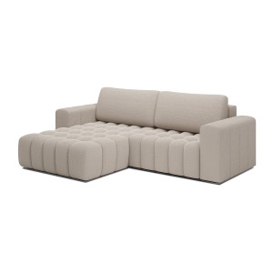 Canapé d’angle convertible DORY beige 250 cm avec coffre de rangement angle droit 