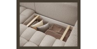 Canapé d’angle convertible DORY beige 250 cm avec coffre de rangement angle droit 