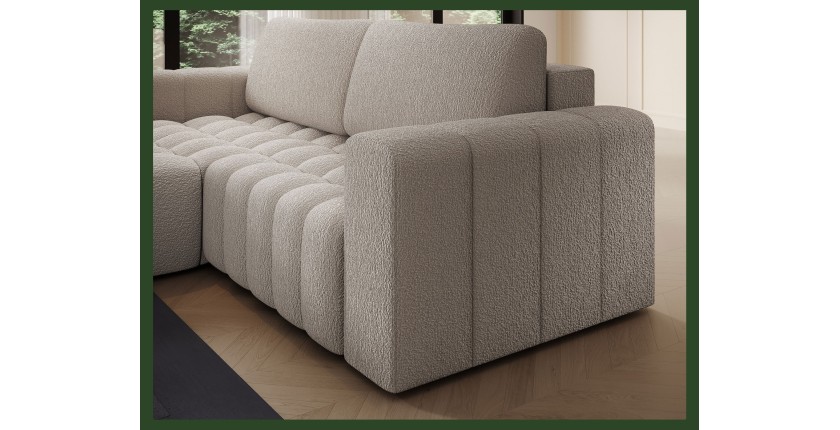 Canapé d’angle convertible DORY beige 250 cm avec coffre de rangement angle droit 