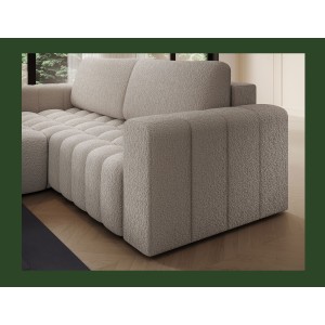 Canapé d’angle convertible DORY beige 250 cm avec coffre de rangement angle droit 