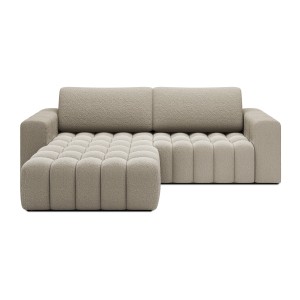 Canapé d’angle convertible DORY beige foncé 250 cm avec coffre de rangement angle droit 