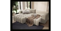 Canapé d’angle convertible DORY beige foncé 250 cm avec coffre de rangement angle droit 