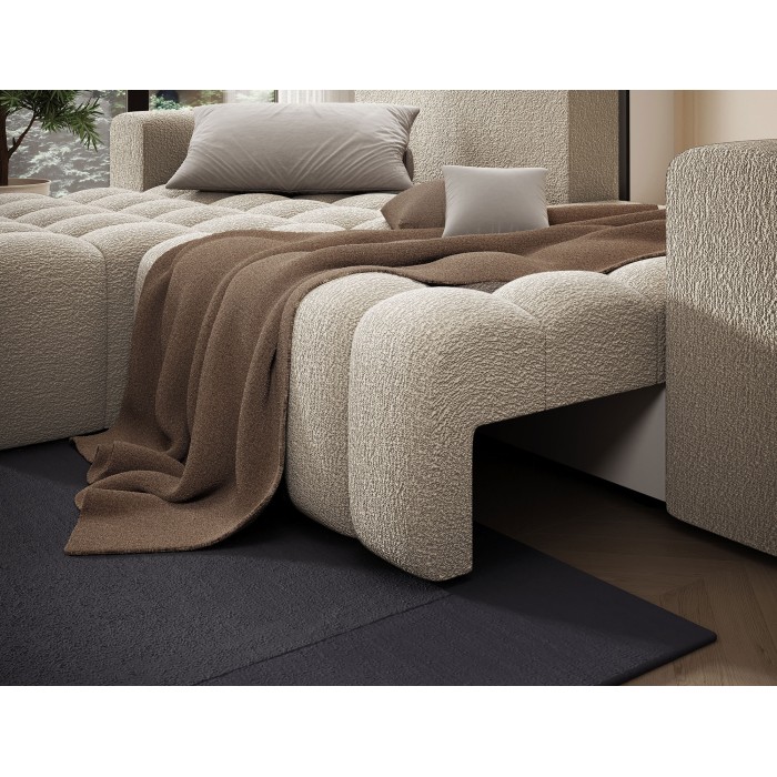 Canapé d’angle convertible DORY beige foncé 250 cm avec coffre de rangement angle droit 