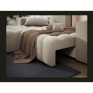 Canapé d’angle convertible DORY beige foncé 250 cm avec coffre de rangement angle droit 