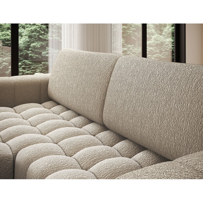 Canapé d’angle convertible DORY beige foncé 250 cm avec coffre de rangement angle droit 