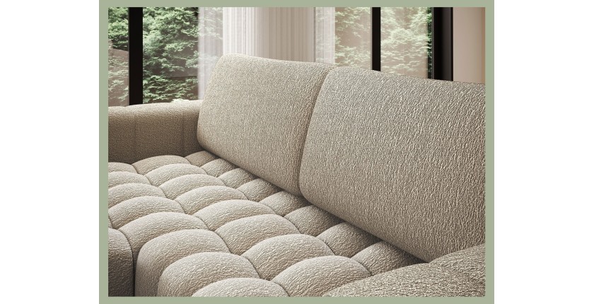 Canapé d’angle convertible DORY beige foncé 250 cm avec coffre de rangement angle droit 
