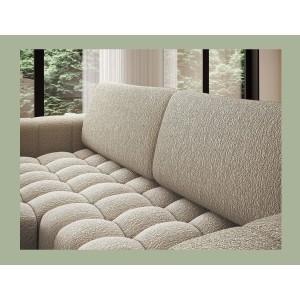 Canapé d’angle convertible DORY beige foncé 250 cm avec coffre de rangement angle droit 