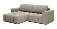 Canapé d’angle convertible DORY beige foncé 250 cm avec coffre de rangement angle droit 