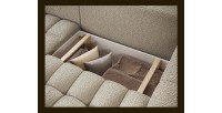 Canapé d’angle convertible DORY beige foncé 250 cm avec coffre de rangement angle droit 