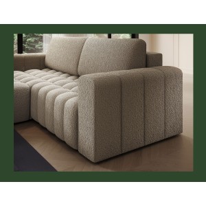 Canapé d’angle convertible DORY beige foncé 250 cm avec coffre de rangement angle droit 