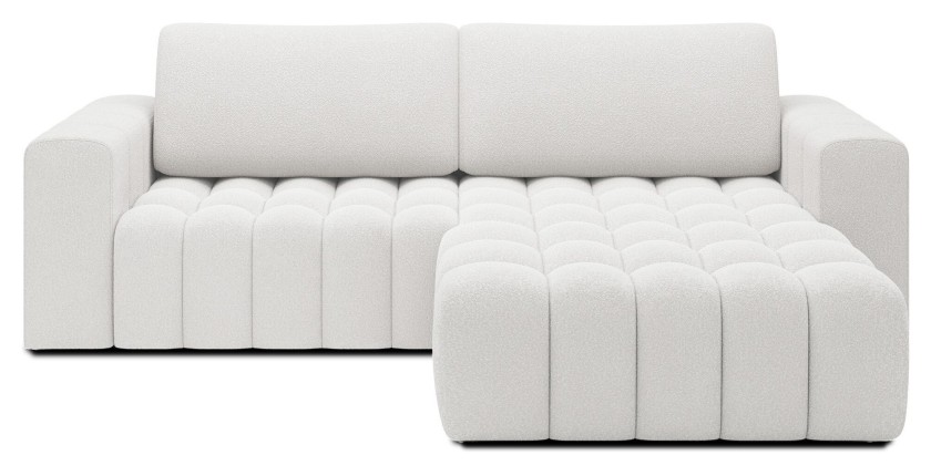 Canapé d’angle convertible DORY blanc 250 cm avec coffre de rangement angle droit 