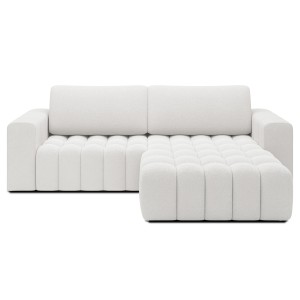 Canapé d’angle convertible DORY blanc 250 cm avec coffre de rangement angle droit 