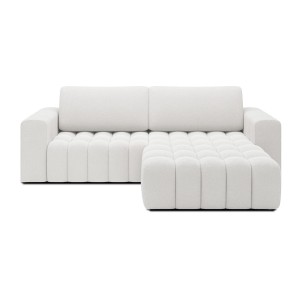 Canapé d’angle convertible DORY blanc 250 cm avec coffre de rangement angle droit 