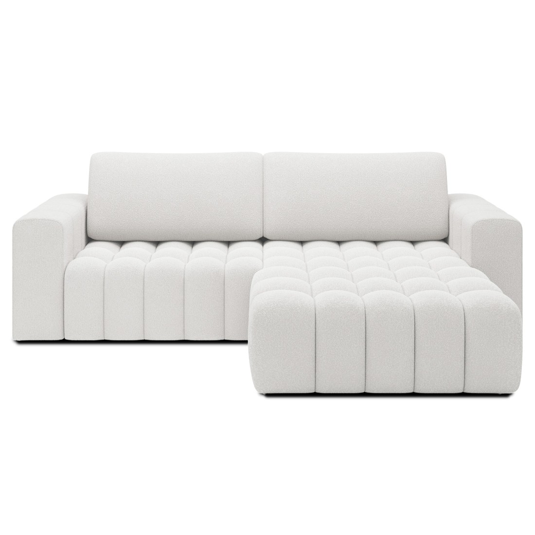 Canapé d’angle convertible DORY blanc 250 cm avec coffre de rangement angle droit 