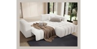 Canapé d’angle convertible DORY blanc 250 cm avec coffre de rangement angle droit 