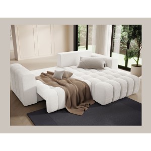 Canapé d’angle convertible DORY blanc 250 cm avec coffre de rangement angle droit 