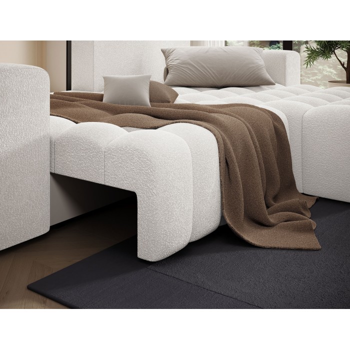 Canapé d’angle convertible DORY blanc 250 cm avec coffre de rangement angle droit 