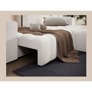 Canapé d’angle convertible DORY blanc 250 cm avec coffre de rangement angle droit 