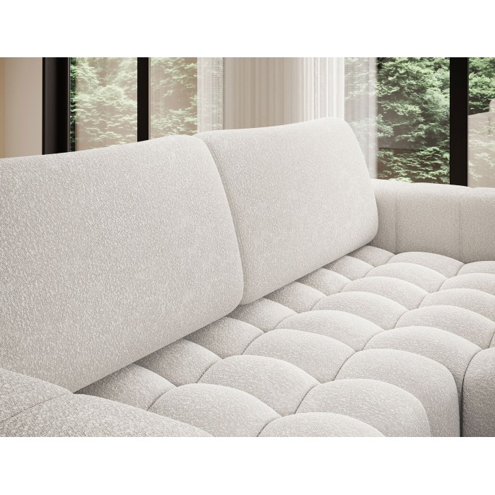 Canapé d’angle convertible DORY blanc 250 cm avec coffre de rangement angle droit 