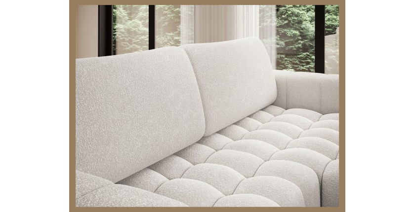 Canapé d’angle convertible DORY blanc 250 cm avec coffre de rangement angle droit 