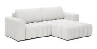 Canapé d’angle convertible DORY blanc 250 cm avec coffre de rangement angle droit 