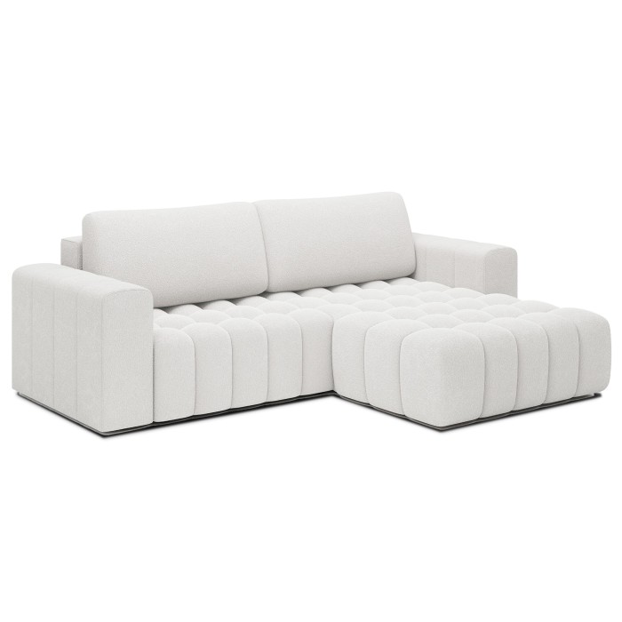Canapé d’angle convertible DORY blanc 250 cm avec coffre de rangement angle droit 