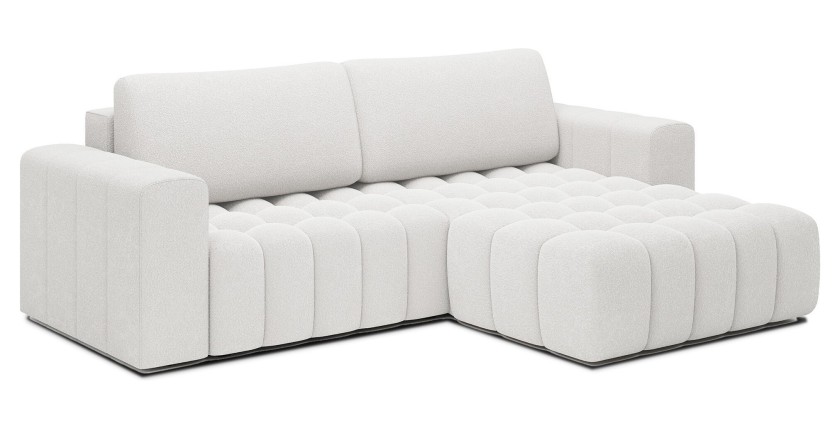 Canapé d’angle convertible DORY blanc 250 cm avec coffre de rangement angle droit 