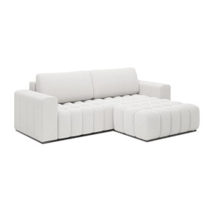 Canapé d’angle convertible DORY blanc 250 cm avec coffre de rangement angle droit 