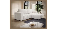 Canapé d’angle convertible DORY blanc 250 cm avec coffre de rangement angle droit 