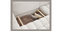 Canapé d’angle convertible DORY blanc 250 cm avec coffre de rangement angle droit 