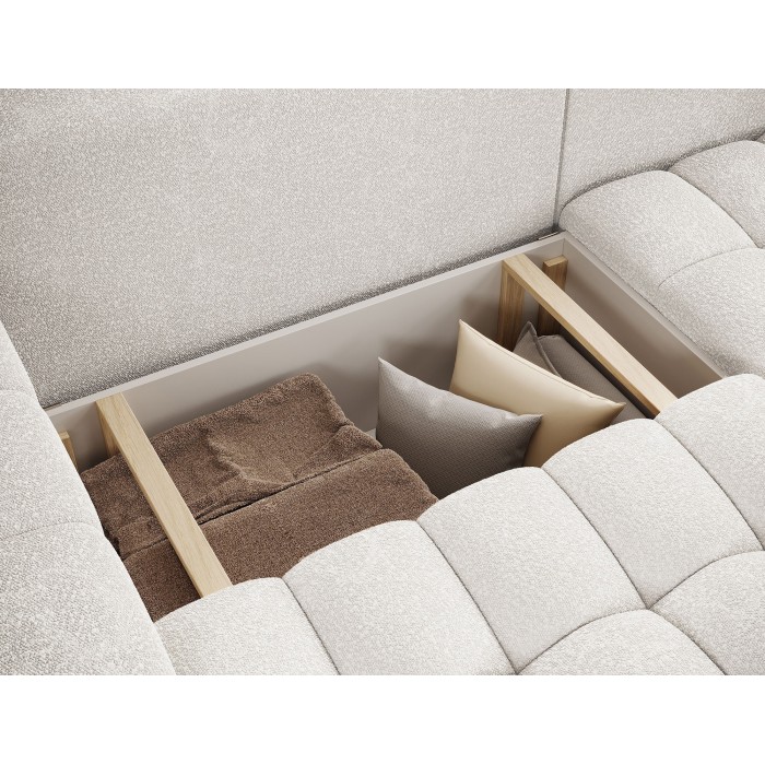 Canapé d’angle convertible DORY blanc 250 cm avec coffre de rangement angle droit 