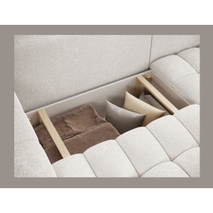 Canapé d’angle convertible DORY blanc 250 cm avec coffre de rangement angle droit 