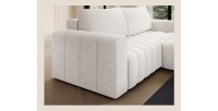 Canapé d’angle convertible DORY blanc 250 cm avec coffre de rangement angle droit 