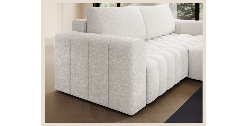 Canapé d’angle convertible DORY blanc 250 cm avec coffre de rangement angle droit 
