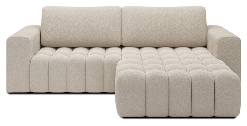 Canapé d’angle convertible DORY crème 250 cm avec coffre de rangement angle droit 