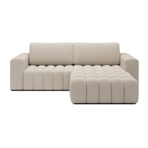 Canapé d’angle convertible DORY crème 250 cm avec coffre de rangement angle droit 